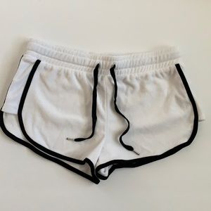Terry cloth white shorts.